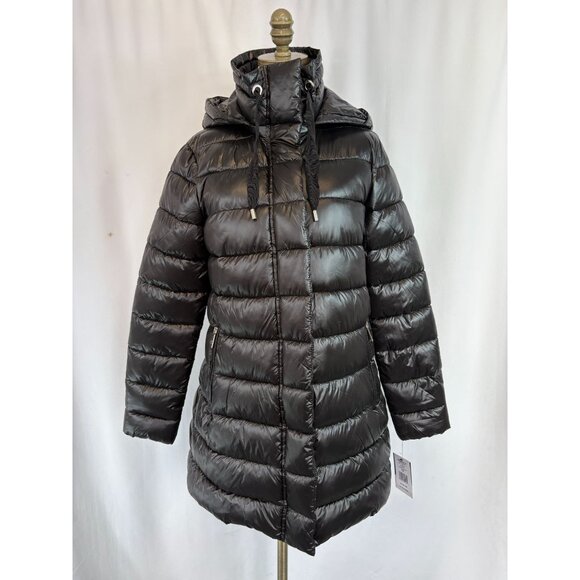 New Nine West Black Lightweight Puffer Jacket, Women's Sz Small Orig $140 - Picture 1 of 7